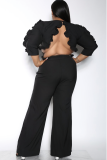 Black Fashion Long Sleeve O Neck Jumpsuits