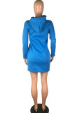 purple Street Cap Sleeve Long Sleeves Hooded Step Skirt Knee-Length Solid