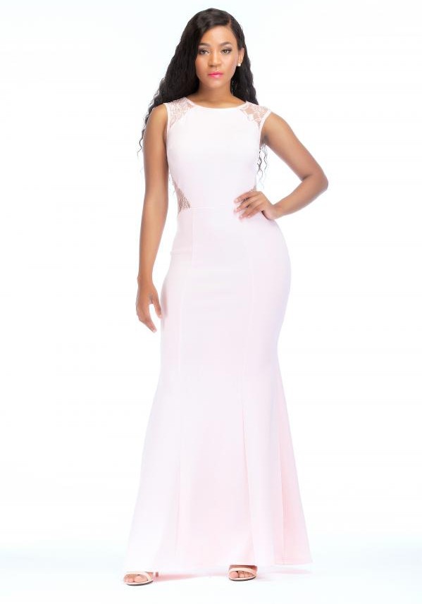 Light Pink Sexy & Club O-Neck Sleeveless Long Club Dresses