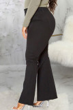 Black Sexy Solid Buttons Plus Size Jeans