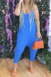 Purple Sexy Solid Patchwork Halter Harlan Jumpsuits
