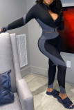 Grey OL Print Long Sleeve Two Pieces