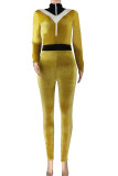 Red Sexy Solid Patchwork Long Sleeve O Neck Jumpsuits