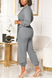 Khaki Fashion Casual Solid Turndown Collar Regular Jumpsuits