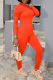 Tangerine Red Casual Solid Patchwork Turtleneck Long Sleeve Two Pieces
