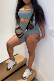 Blue Fashion Sexy Suspender Top And Shorts Two-piece Set