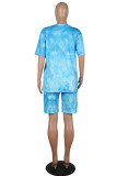 Yellow Casual Print Patchwork O Neck Short Sleeve Two Pieces