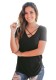 Black Fashion Casual Regular V-Neck Short Solid Regular Tees & T-shirts