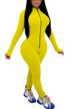 Black Fashion Sexy Solid zipper Milk. Long Sleeve O Neck Jumpsuits
