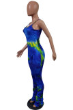 rose red Fashion Sexy Print Patchwork Tie-dyed Draped Sleeveless Slip Jumpsuits