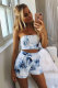 Multi-color Elastic Fly Sleeveless Mid Print Patchwork Loose shorts