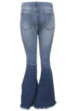 Dark Blue Sexy Mid Waist Boot Cut Denim