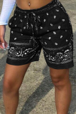 Pink Casual Print Patchwork Regular Mid Waist Straight Bottoms