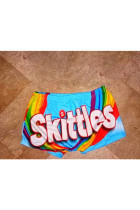 Light Blue Elastic Fly Low Print Straight shorts Bottoms