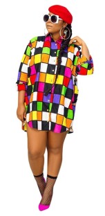 As Show Casual Stand Regular Full Plaid Print Long Blouses & Shirts