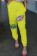 Yellow Casual Print Patchwork Harlan High Waist Harlan Positioning Print Bottoms