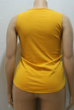Orange Fashion Sexy adult Ma'am O Neck Letter Print Plus Size