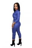 Brown Fashion Sexy Solid bandage zipper PU Long Sleeve Turndown Collar 
