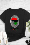Black Fashion Casual Print Basic O Neck T-Shirts