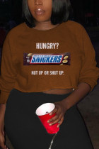 Coffee Fashion Casual Adult Print Pullovers O Neck Tops