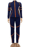 White Fashion Active adult Ma'am Patchwork Solid Two Piece Suits pencil Long Sleeve Two Pieces