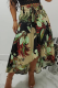 Green Sexy Print Patchwork Loose Mid Waist Wide Leg Full Print Bottoms