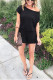 Black Fashion Sexy Solid Patchwork Short Sleeve one shoulder collar Rompers