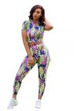 Green Casual Fashion Floral crop top Print Skinny