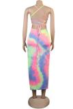 Multi-color Fashion Sexy Spaghetti Strap Sleeveless Slip Slim Dress Floor-Length split asymmetrical Bl