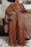 Red Fashion Casual Print Asymmetrical Bateau Neck Two Pieces