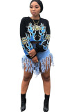 White O Neck Long Sleeve Letter Long Sleeve Tops