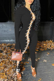 Red Fashion Casual Solid Hollowed Out O Neck Skinny Jumpsuits