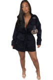 White Turndown Collar Zippered Bandage Solid Pure Long Sleeve Coats & Cardigan