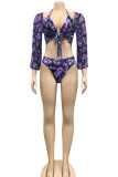 Leopard Print Sexy Print Patchwork Frenulum Swimwears Three pieces