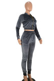 Black Elastic Fly Long Sleeve Mid Patchwork pencil Pants Two-piece suit