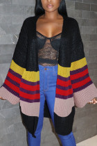Black Casual Print Outerwear