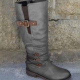 Black Casual Bandage Round Leather Shoes