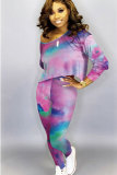 Green Sexy Two Piece Suits Print pencil Long Sleeve 