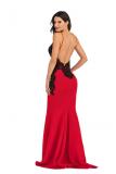 Colorful blue adult Fashion Sexy Spaghetti Strap Sleeveless Slip Mermaid Floor-Length Patchwork backless
