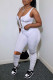 White Sexy Casual Solid Ripped Vests Strap Design U Neck Sleeveless Two Pieces