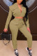 Green Fashion Solid Patchwork Long Sleeve Two Pieces