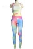 colour Fashion adult Ma'am Street Print Two Piece Suits pencil Sleeveless Two Pieces