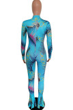 Rose Casual Print Patchwork O Neck Regular Jumpsuits
