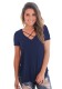 Royal blue Fashion Casual Regular V-Neck Short Solid Regular Tees & T-shirts