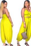Black Fashion Sexy Solid bandage Backless Slip Jumpsuits