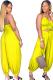 Yellow Fashion Sexy Solid bandage Backless Slip Jumpsuits
