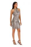 serpentine adult Fashion Sexy Off The Shoulder Sleeveless O neck Step Skirt Knee-Length Snake pattern