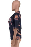 Multi-color Fashion Casual Print Basic O Neck T-Shirts