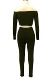White Fashion Sexy Adult Solid Patchwork Bateau Neck Long Sleeve Regular Sleeve Short Two Pieces