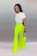 Fluorescent green Elastic Fly High Asymmetrical Draped Solid Boot Cut Pants Pants